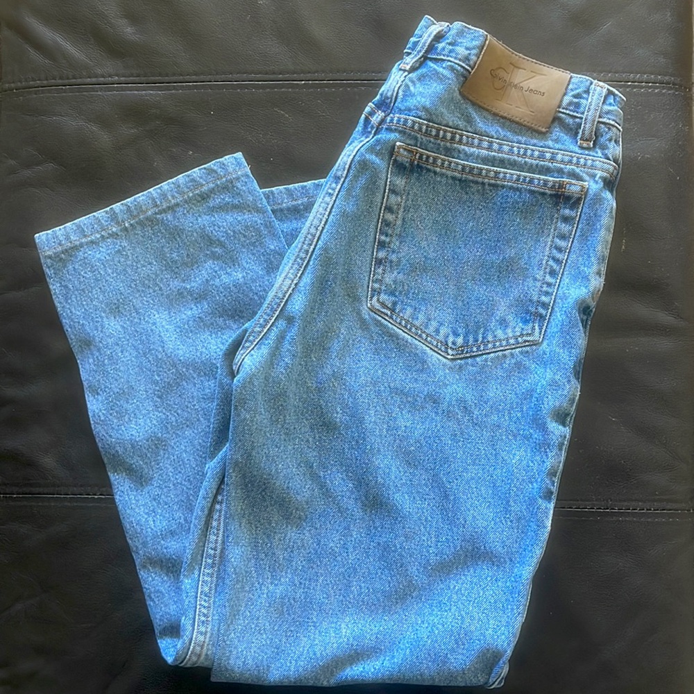 Vintage 1990s Calvin Klein 5 Pocket Double Stonewash Straight Leg Jeans